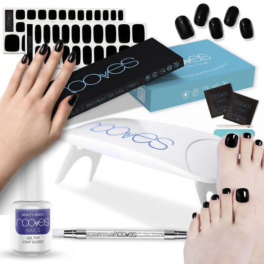 Starter Kit Midnight Noir – Pack de Manicura y Pedicura Negras con Top Coat