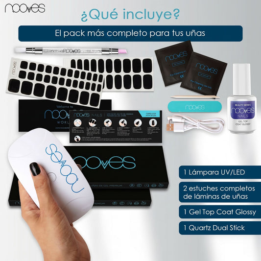 Starter Kit Midnight Noir – Pack de Manicura y Pedicura Negras con Top Coat