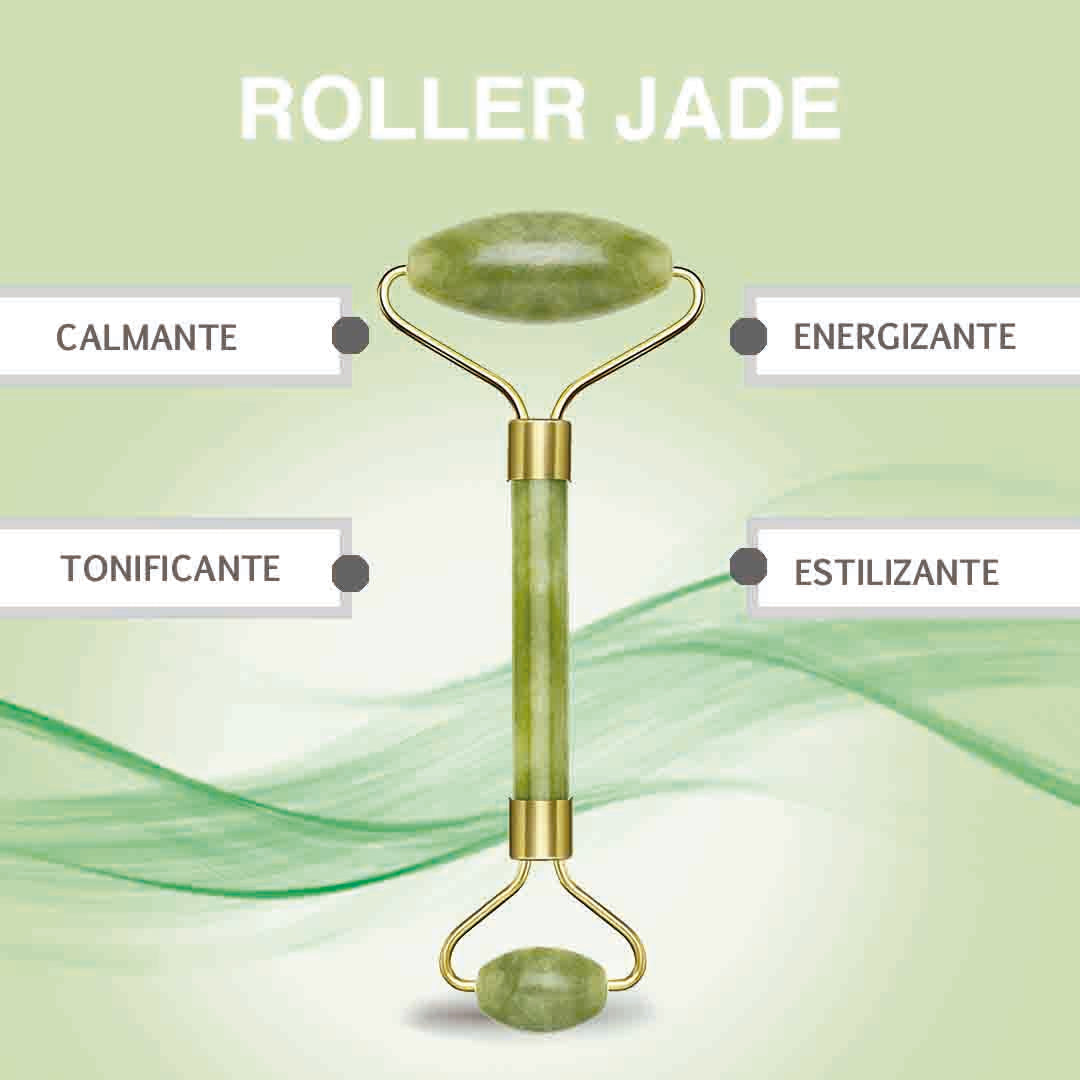 Rodillo facial de jade Verde